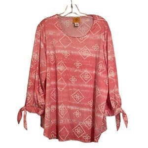 Ruby Rd. NWT pink and white blouse 3/4 sleeve plus Size is 1X